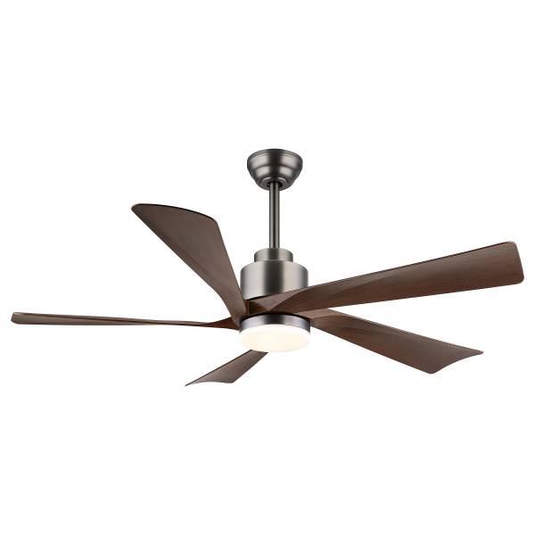 LED-Deckenventilator Modesto - Eisen - Silber / Braun - 1-flammig - Durchmesser: 132 cm