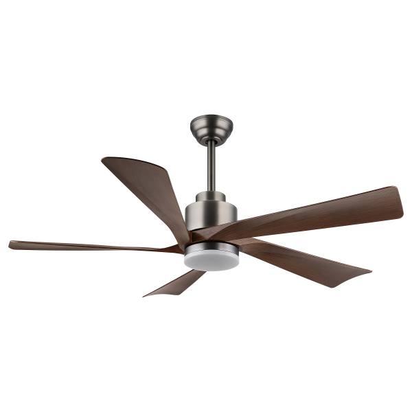 LED-Deckenventilator Modesto - Eisen - Silber / Braun - 1-flammig - Durchmesser: 132 cm