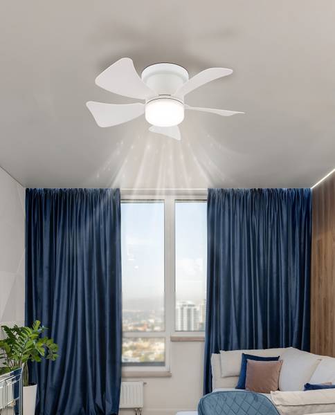 LED-Deckenventilator Hines - Eisen - 1-flammig - Weiß