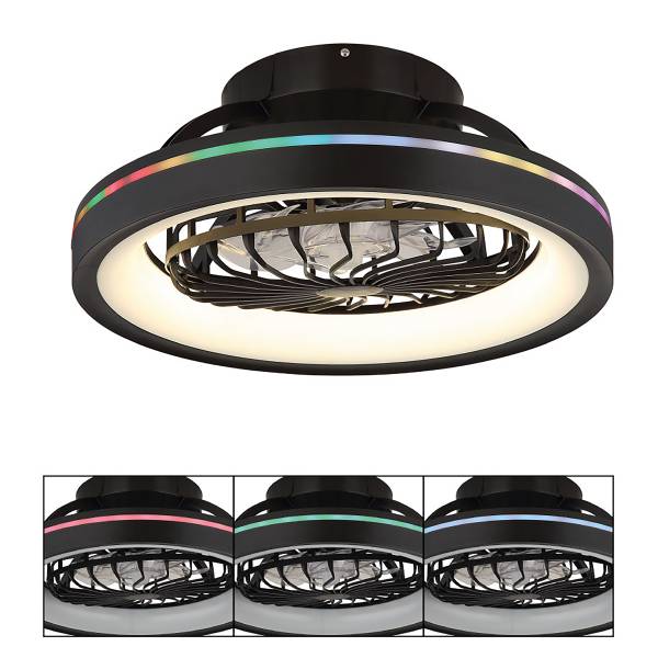 LED-Deckenventilator Deanne - Acrylglas - Schwarz - 2-flammig