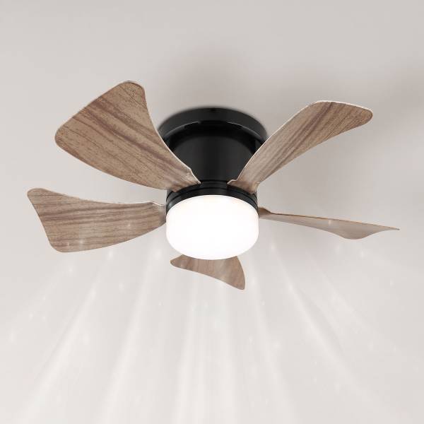 LED-Deckenventilator Hines - Eisen - 1-flammig - Schwarz / Braun