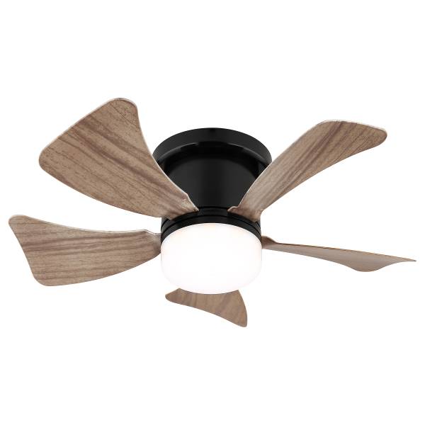 LED-Deckenventilator Hines - Eisen - 1-flammig - Schwarz / Braun