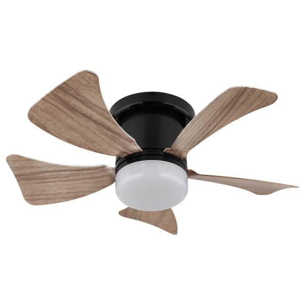 LED-Deckenventilator Hines - Eisen - 1-flammig - Schwarz / Braun