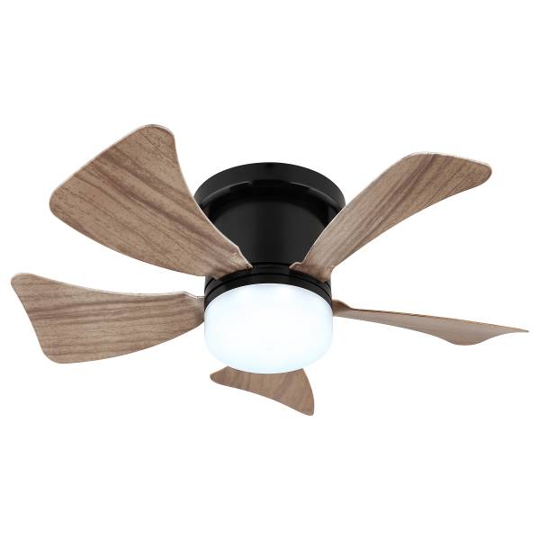 LED-Deckenventilator Hines - Eisen - 1-flammig - Schwarz / Braun