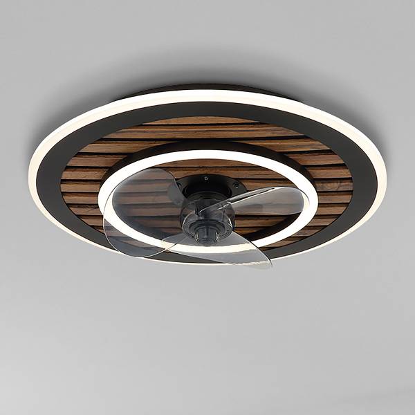 LED-Deckenventilator Trevino - Eisen - Schwarz / Braun - 1-flammig