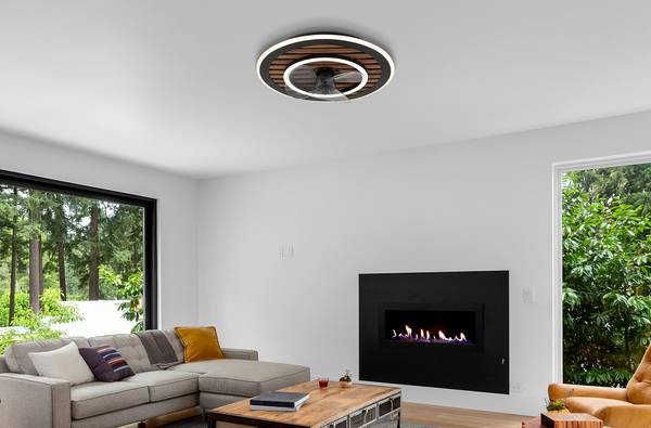 LED-Deckenventilator Trevino - Eisen - Schwarz / Braun - 1-flammig