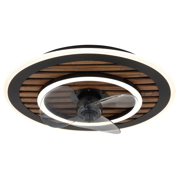LED-Deckenventilator Trevino - Eisen - Schwarz / Braun - 1-flammig