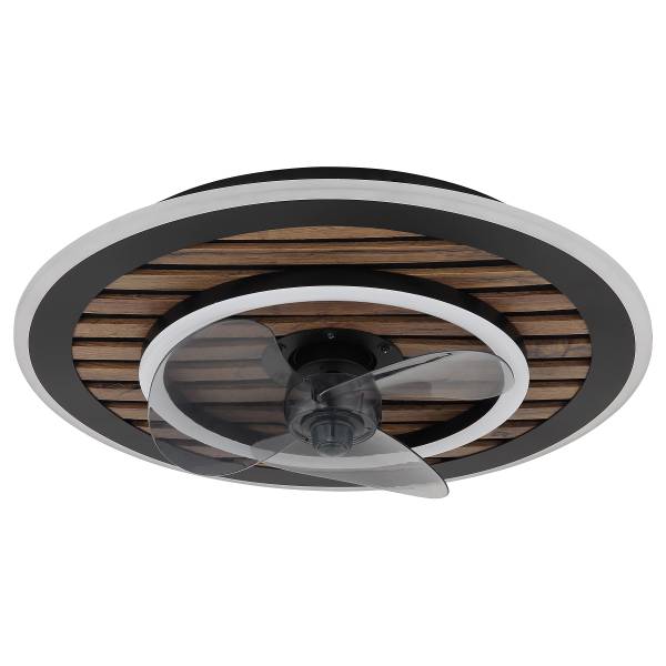 LED-Deckenventilator Trevino - Eisen - Schwarz / Braun - 1-flammig