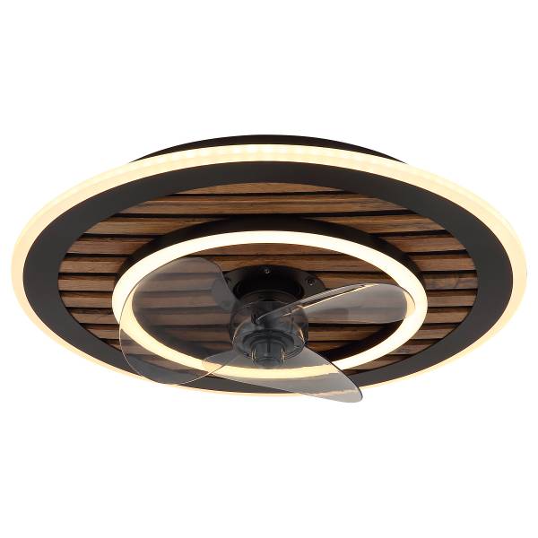 LED-Deckenventilator Trevino - Eisen - Schwarz / Braun - 1-flammig