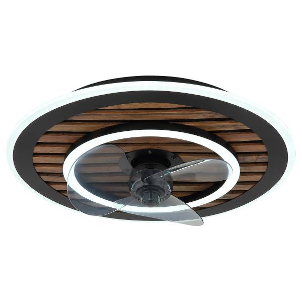 LED-Deckenventilator Trevino - Eisen - Schwarz / Braun - 1-flammig