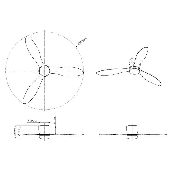 Deckenventilator Armando - Eisen - 1-flammig - Braun
