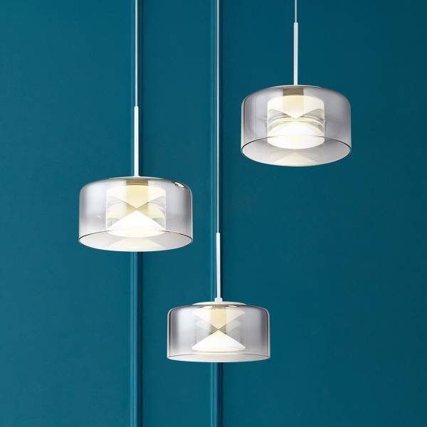 LED-Pendelleuchte Belinda - Rauchglas / Eisen - Weiß / Schwarz - Flammenanzahl: 3