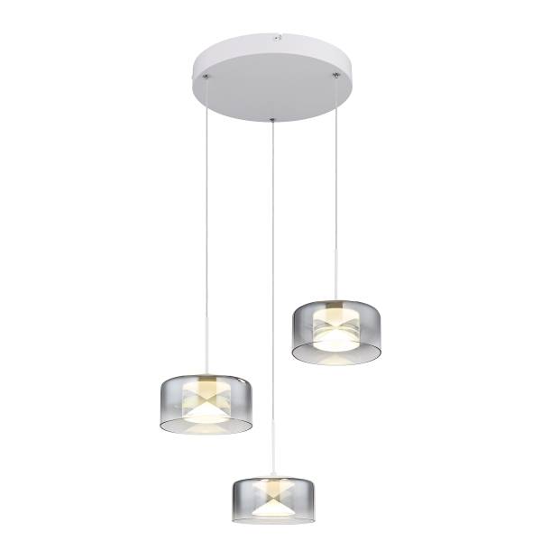 LED-Pendelleuchte Belinda - Rauchglas / Eisen - Weiß / Schwarz - Flammenanzahl: 3