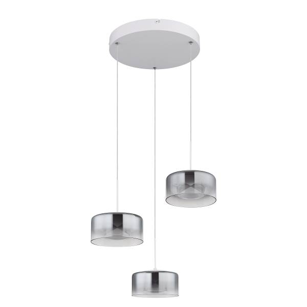 LED-Pendelleuchte Belinda - Rauchglas / Eisen - Weiß / Schwarz - Flammenanzahl: 3