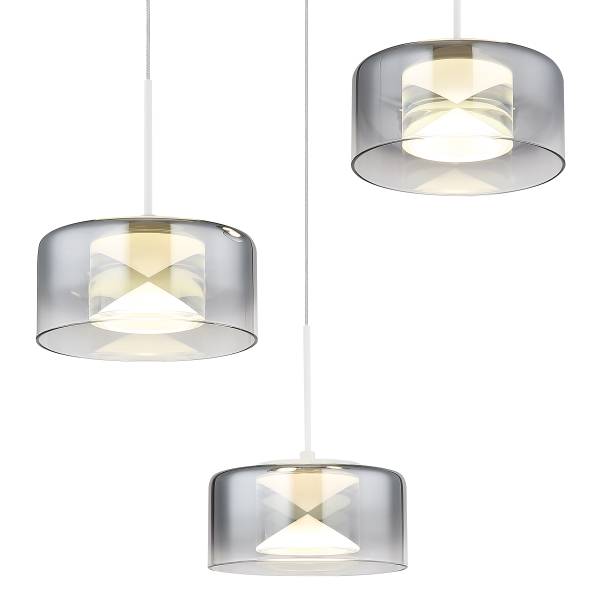LED-Pendelleuchte Belinda - Rauchglas / Eisen - Weiß / Schwarz - Flammenanzahl: 3