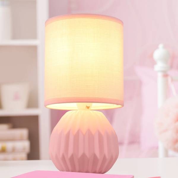 Tischleuchte Sylas - Steingut - 1-flammig - Rosa