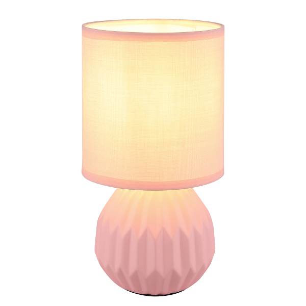 Tischleuchte Sylas - Steingut - 1-flammig - Rosa
