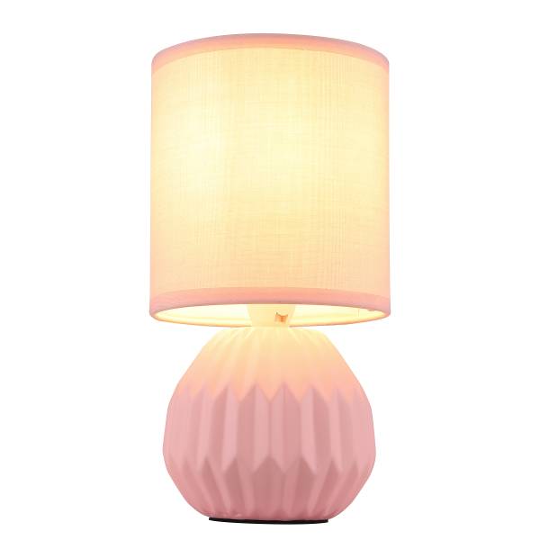 Tischleuchte Sylas - Steingut - 1-flammig - Rosa