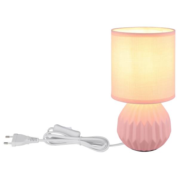 Tischleuchte Sylas - Steingut - 1-flammig - Rosa