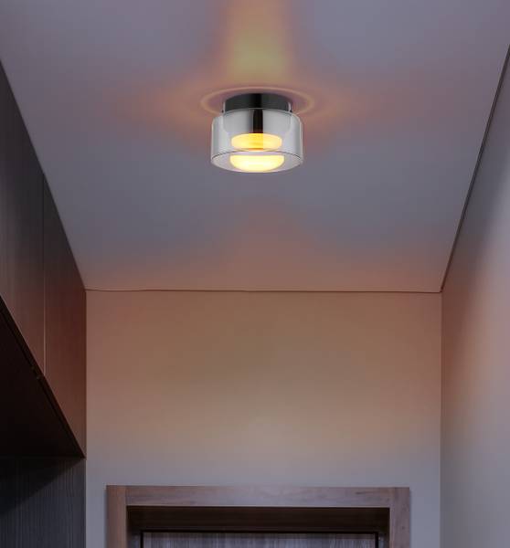 LED-Deckenleuchte Higgins - Eisen / Farbglas - 1-flammig - Schwarz