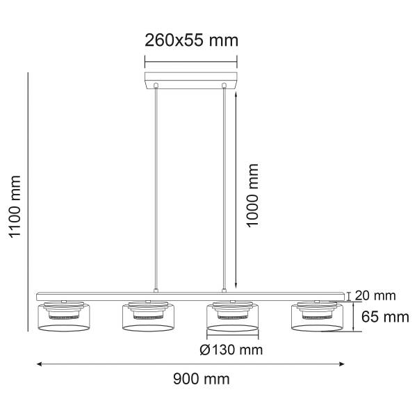 LED-Pendelleuchte Higgins - Eisen / Farbglas - Bernstein - Flammenanzahl: 4