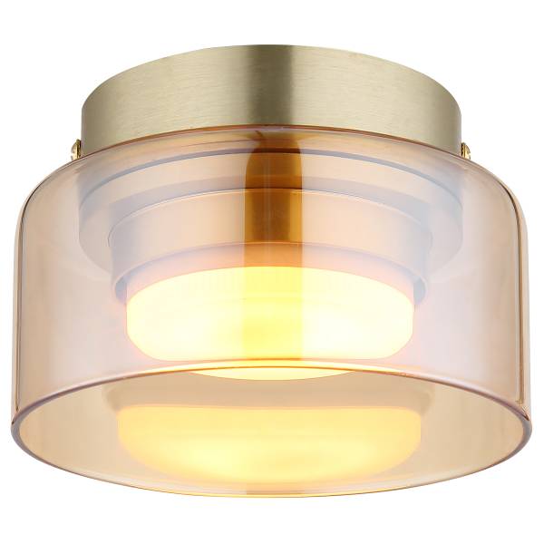 LED-Deckenleuchte Higgins - Eisen / Farbglas - 1-flammig - Bernstein