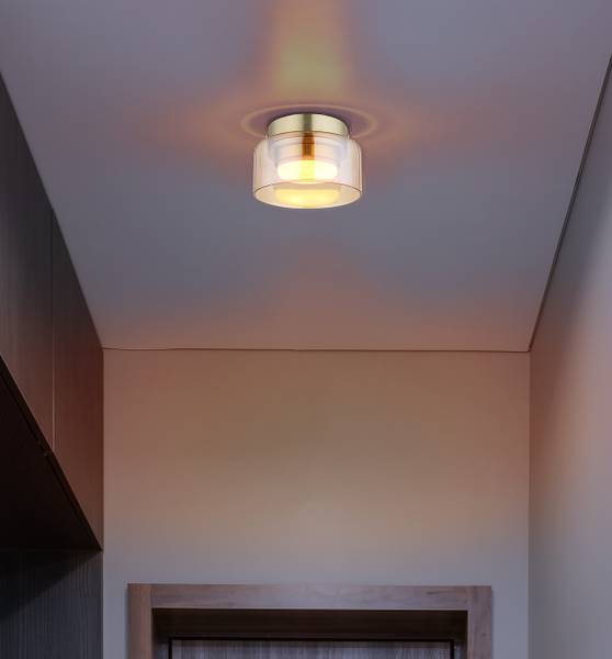 LED-Deckenleuchte Higgins - Eisen / Farbglas - 1-flammig - Bernstein