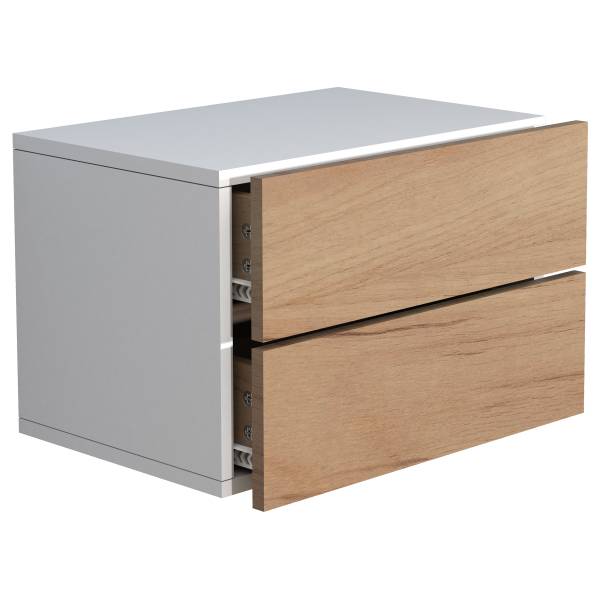 Hänge-Nachtkommode Usal L - Eiche Dekor / Weiß - Breite: 45 cm