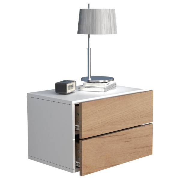 Hänge-Nachtkommode Usal L - Eiche Dekor / Weiß - Breite: 45 cm