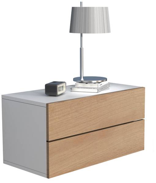 Hänge-Nachtkommode Usal L - Eiche Dekor / Weiß - Breite: 45 cm