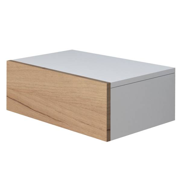 Hänge-Nachtkommode Usal M - Eiche Dekor / Weiß - Breite: 45 cm