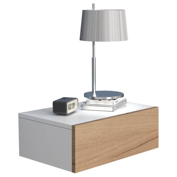 Hänge-Nachtkommode Usal M - Eiche Dekor / Weiß - Breite: 45 cm