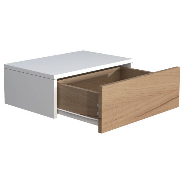 Hänge-Nachtkommode Usal M - Eiche Dekor / Weiß - Breite: 45 cm