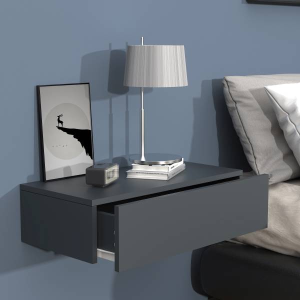 Hänge-Nachtkommode Usal M - Schwarz - Breite: 60 cm