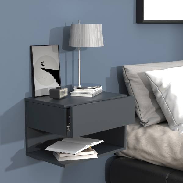 Hänge-Nachtkommode Usal XL - Schwarz - Breite: 45 cm