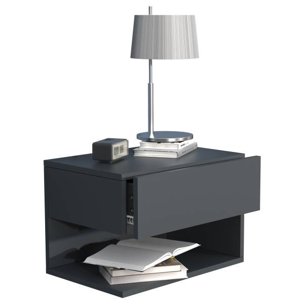 Hänge-Nachtkommode Usal XL - Schwarz - Breite: 45 cm