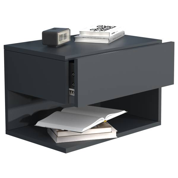 Hänge-Nachtkommode Usal XL - Schwarz - Breite: 45 cm