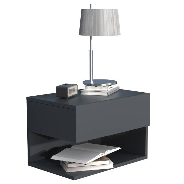 Hänge-Nachtkommode Usal XL - Schwarz - Breite: 45 cm