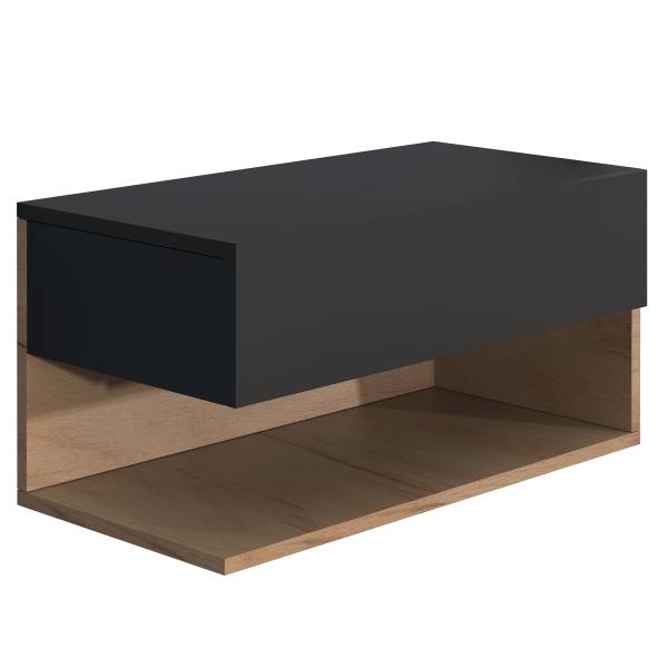 Hänge-Nachtkommode Usal XL - Eiche Dekor / Schwarz - Breite: 60 cm