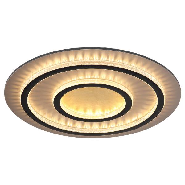 LED-Deckenleuchte Jayden Typ E Remote - Eisen / Acrylglas - 2-flammig - Schwarz / Gold - Durchmesser: 55 cm