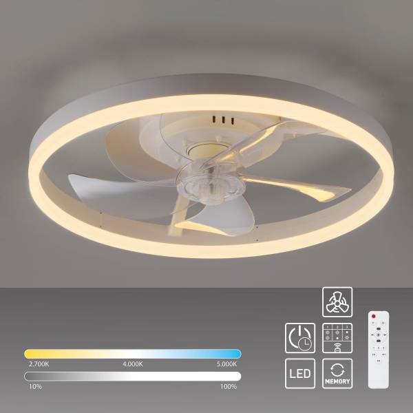 LED-Deckenventilator Rita - Eisen - Weiß - 1-flammig