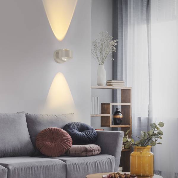 LED-Akku-Wandleuchte Akku-Chia - Klarglas / Kunststoff - 2-flammig - Beige