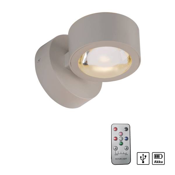 LED-Akku-Wandleuchte Akku-Chia - Klarglas / Kunststoff - 2-flammig - Beige