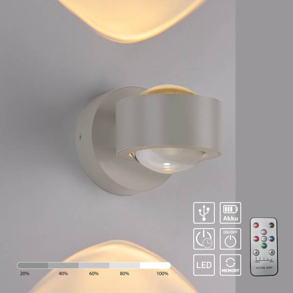 LED-Akku-Wandleuchte Akku-Chia - Klarglas / Kunststoff - 2-flammig - Beige