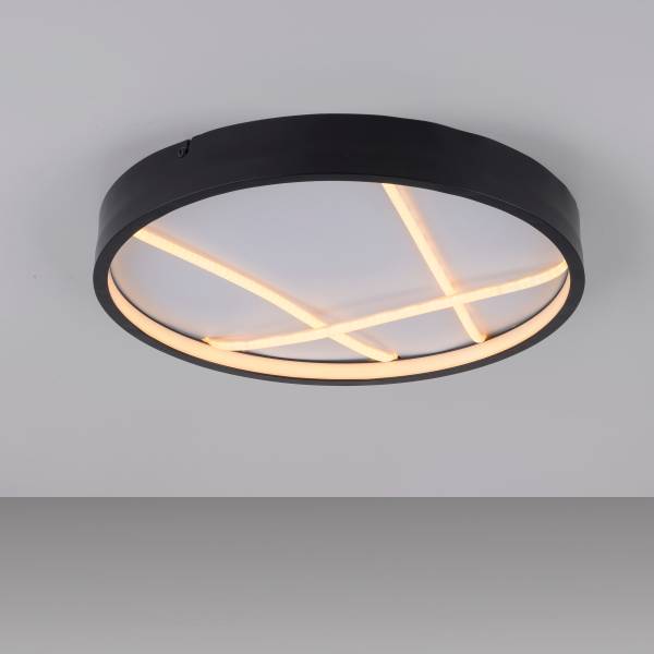 LED-Deckenleuchte Mikado Rund - Eisen - Schwarz / Weiß - 1-flammig
