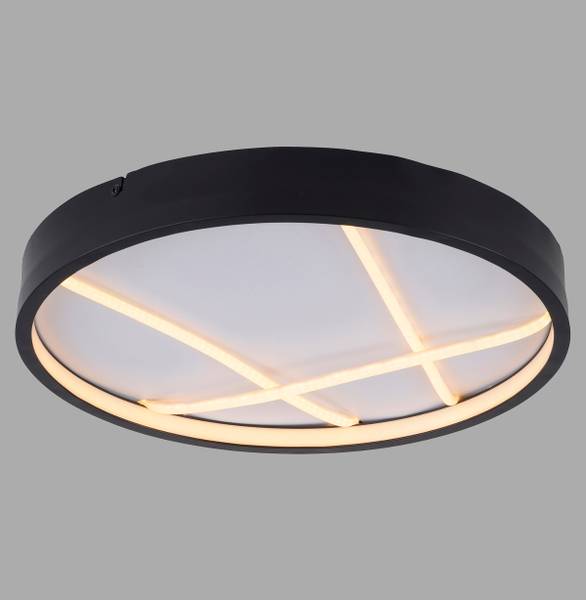 LED-Deckenleuchte Mikado Rund - Eisen - Schwarz / Weiß - 1-flammig