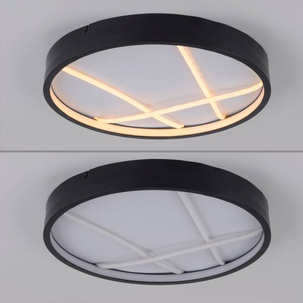 LED-Deckenleuchte Mikado Rund - Eisen - Schwarz / Weiß - 1-flammig