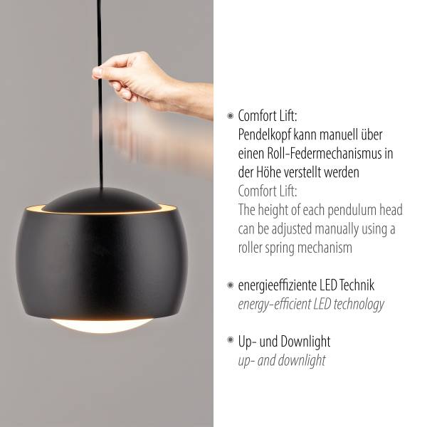LED-Pendelleuchte Ballini - Eisen -Schwarz - Flammenanzahl: 1