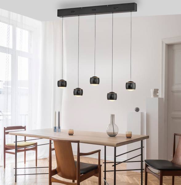LED-Pendelleuchte Ballini - Eisen -Schwarz - Flammenanzahl: 5