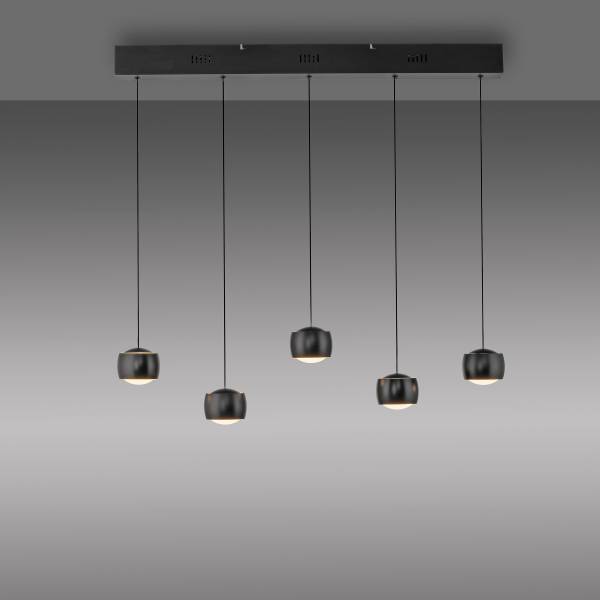 LED-Pendelleuchte Ballini - Eisen -Schwarz - Flammenanzahl: 5